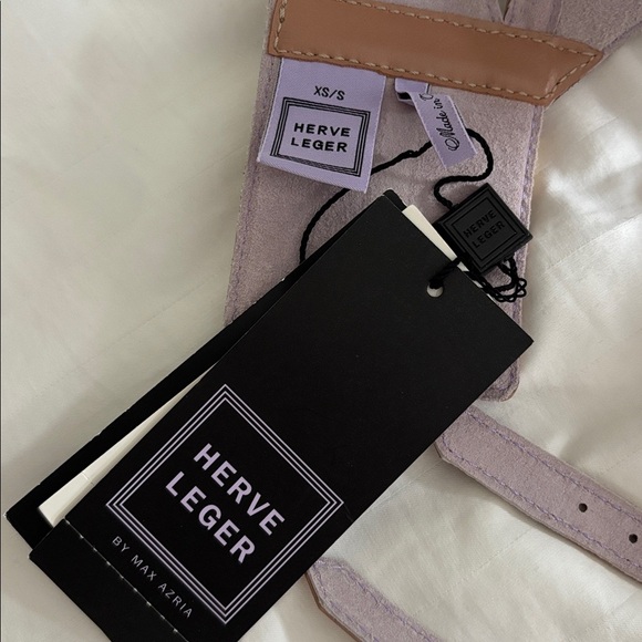 New Herve Leger Brown Tan Leather Waist Belt - Picture 8 of 9